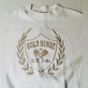 Gold Hinge White Crew neck Polo Sweater. Retails 89.
New With Tags